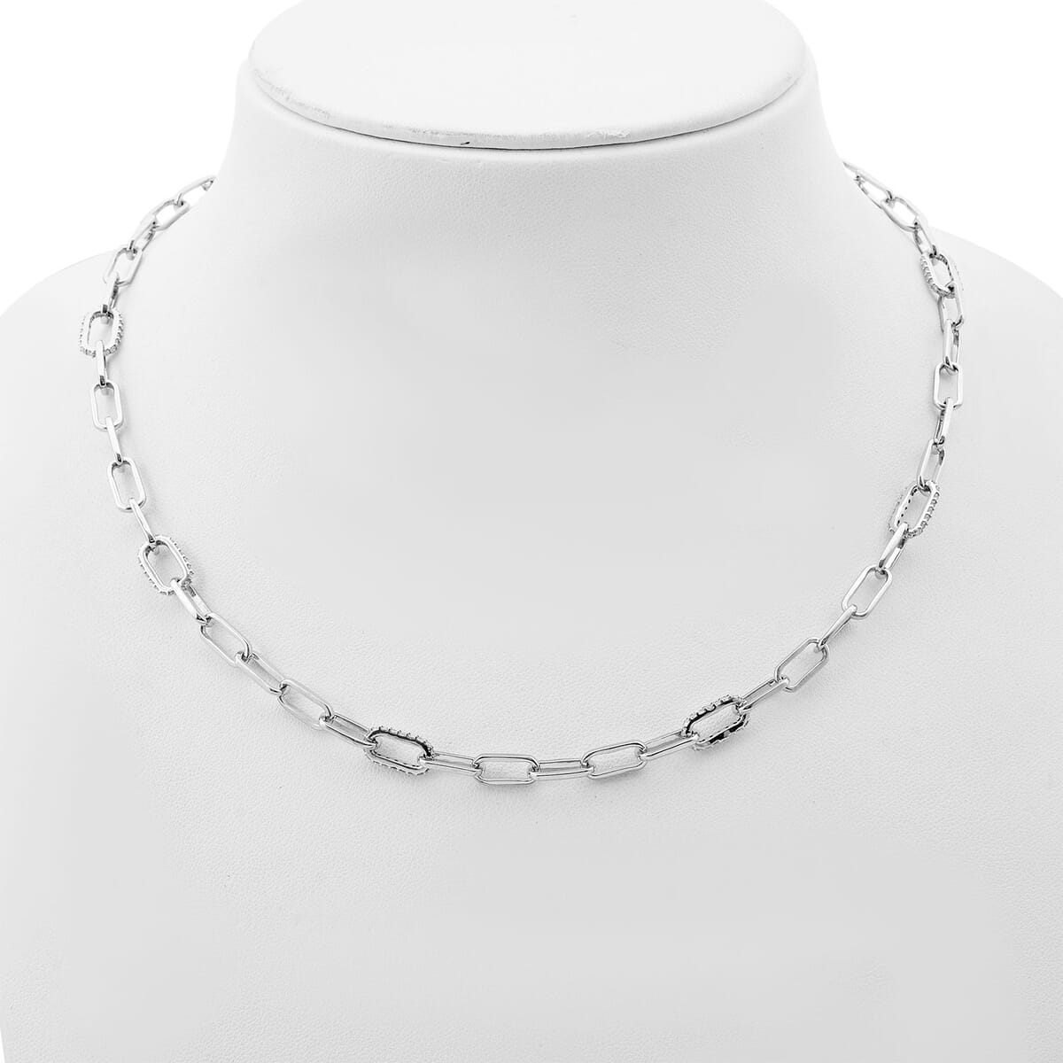 Luxuriant Lab Grown Diamond G-H SI 2.00 ctw Paper Clip Chain Necklace in Rhodium Over Sterling Silver 18 Inches image number 2