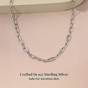 Luxuriant Lab Grown Diamond G-H SI 2.00 ctw Paper Clip Chain Necklace in Rhodium Over Sterling Silver 18 Inches