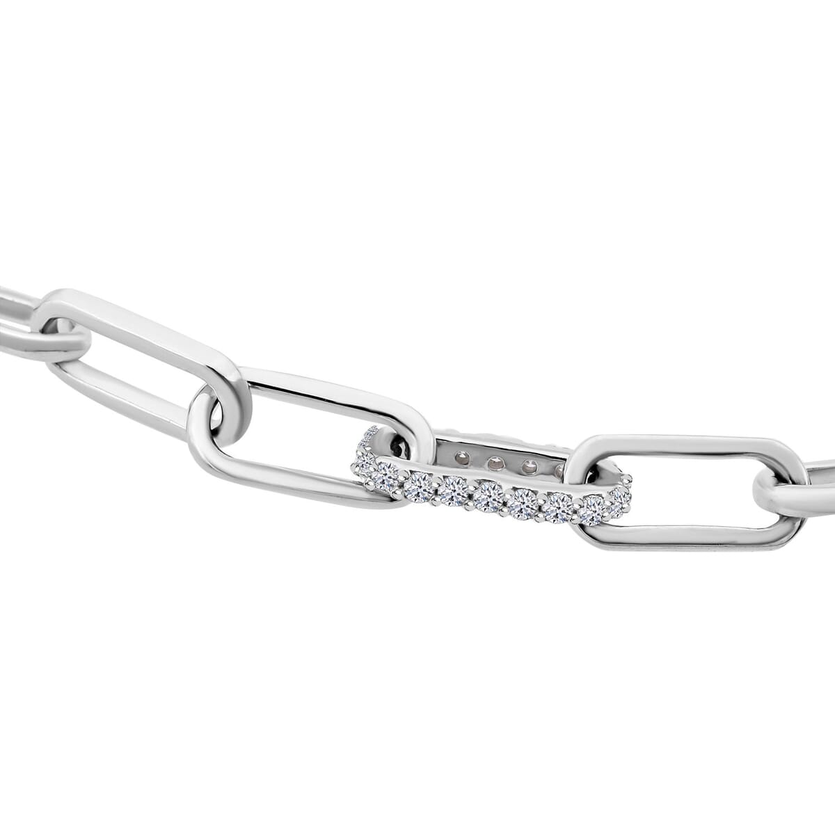 Luxuriant Lab Grown Diamond G-H SI 2.00 ctw Paper Clip Chain Necklace in Rhodium Over Sterling Silver 18 Inches image number 3