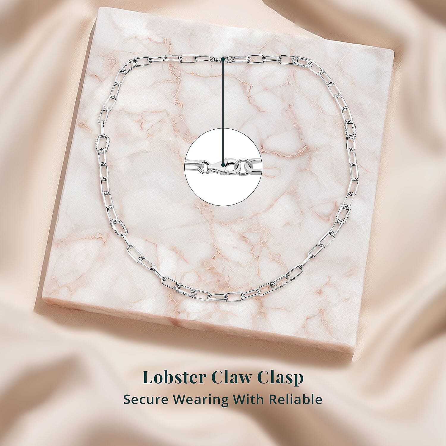 Luxuriant Lab Grown Diamond G-H SI 2.00 ctw Paper Clip Chain Necklace in Rhodium Over Sterling Silver 18 Inches