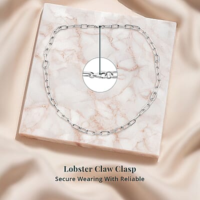 Luxuriant Lab Grown Diamond G-H SI 2.00 ctw Paper Clip Chain Necklace in Rhodium Over Sterling Silver 18 Inches