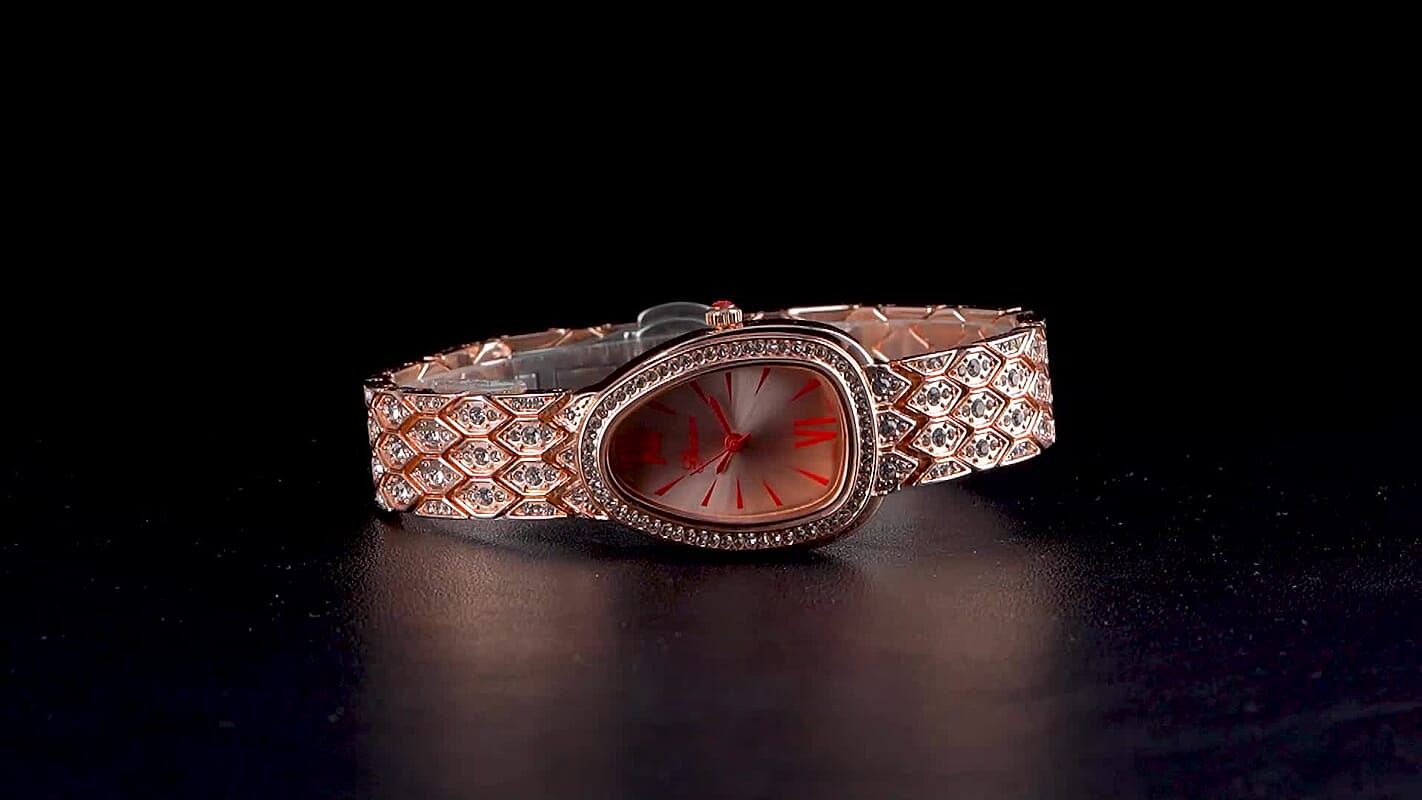 Genoa Austrian Crystal Miyota Japanese Movement Watch in Rosetone
