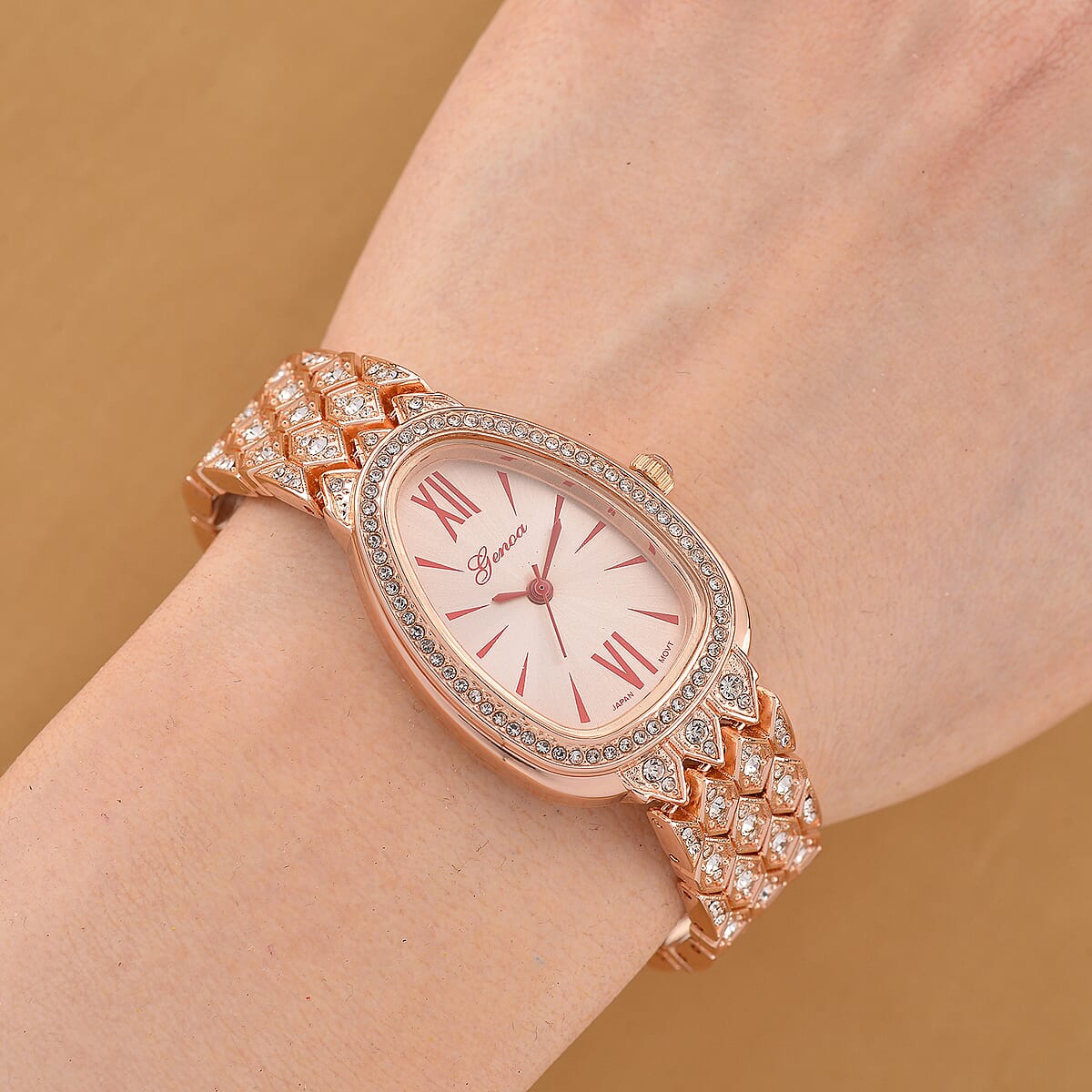 Genoa Austrian Crystal Miyota Japanese Movement Watch in Rosetone image number 1