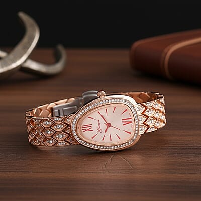 Genoa Austrian Crystal Miyota Japanese Movement Watch in Rosetone
