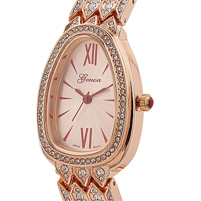 Genoa Austrian Crystal Miyota Japanese Movement Watch in Rosetone