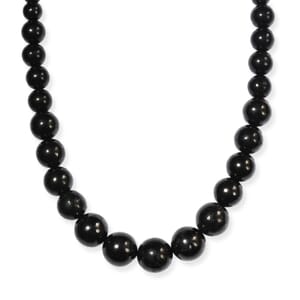 D’joy Shungite 300.00 ctw Beaded Necklace in Rhodium Over Sterling Silver 18 Inches