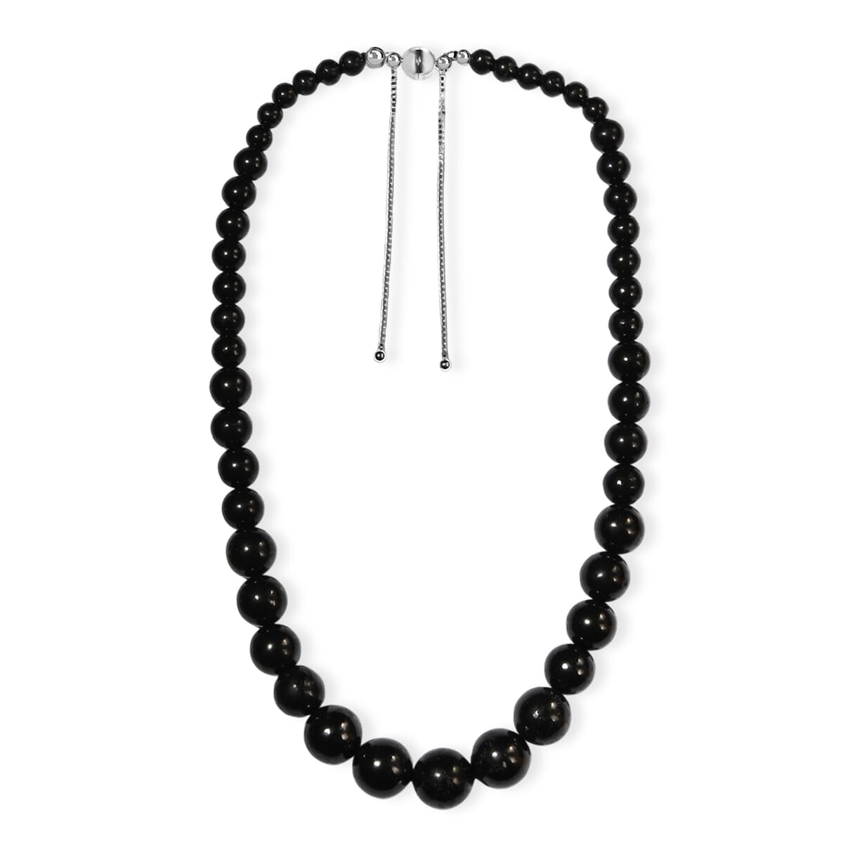 D’joy Shungite 300.00 ctw Beaded Necklace in Rhodium Over Sterling Silver 18 Inches image number 3