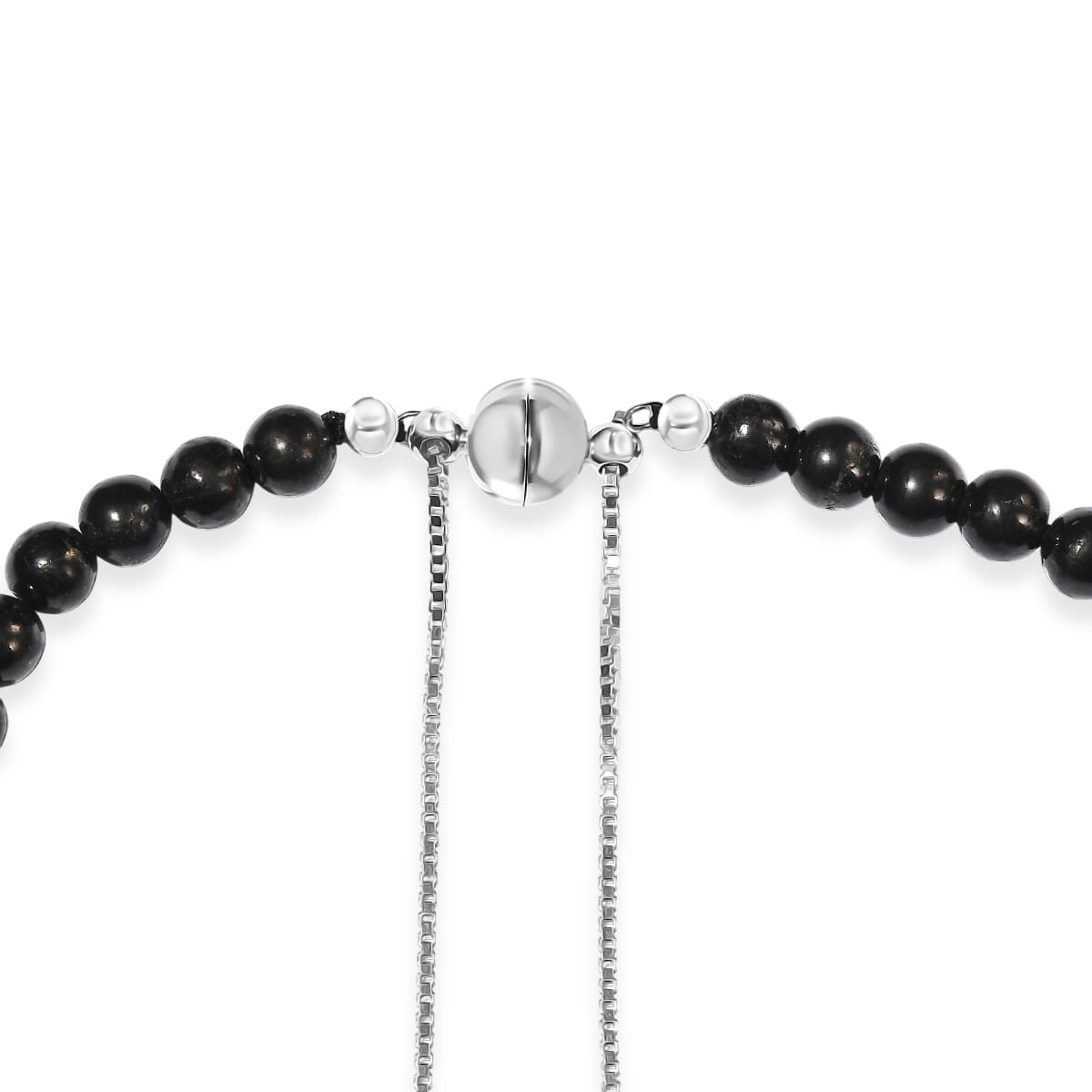 D’joy Shungite 300.00 ctw Beaded Necklace in Rhodium Over Sterling Silver 18 Inches image number 4