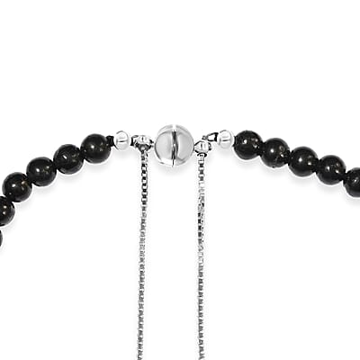 D'Joy Shungite Beaded Necklace in Rhodium Over Sterling Silver 300.00 ctw (18 Inches)