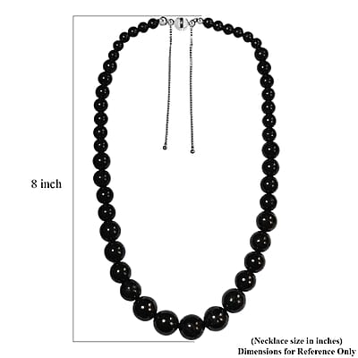 D'Joy Shungite Beaded Necklace in Rhodium Over Sterling Silver 300.00 ctw (18 Inches)