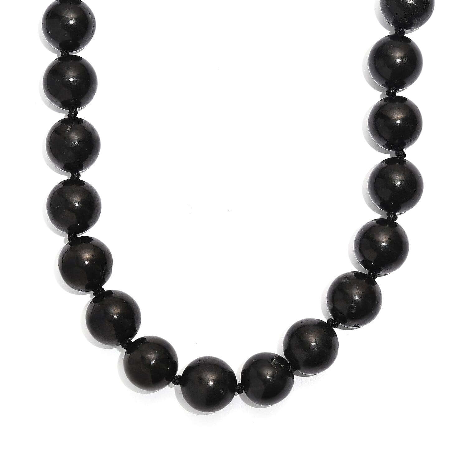EverTrue Shungite 400.00 ctw Beaded Necklace in Platinum Bond (20 Inches)