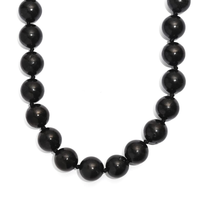EverTrue Shungite 400.00 ctw Beaded Necklace in Platinum Bond (20 Inches)