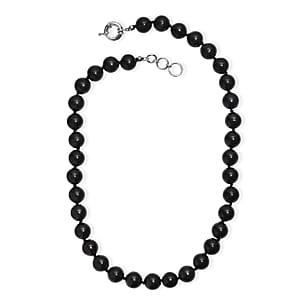 EverTrue Shungite 400.00 ctw Beaded Necklace in Platinum Bond (20 Inches)
