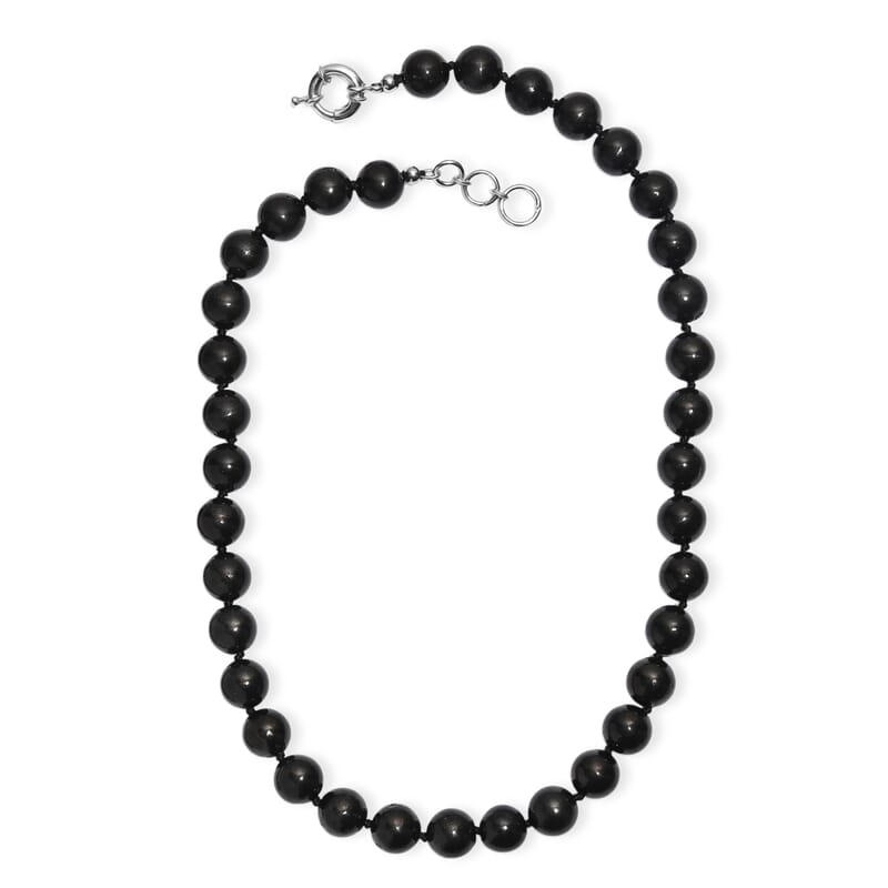 EverTrue Shungite 400.00 ctw Beaded Necklace in Platinum Bond (20 Inches)
