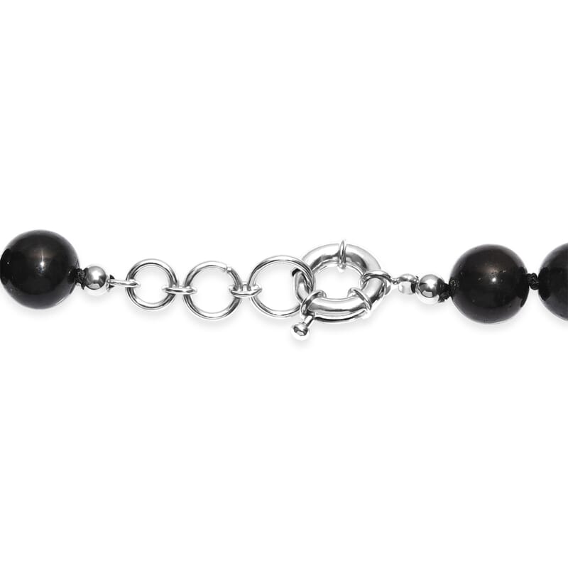 EverTrue Shungite 400.00 ctw Beaded Necklace in Platinum Bond (20 Inches)