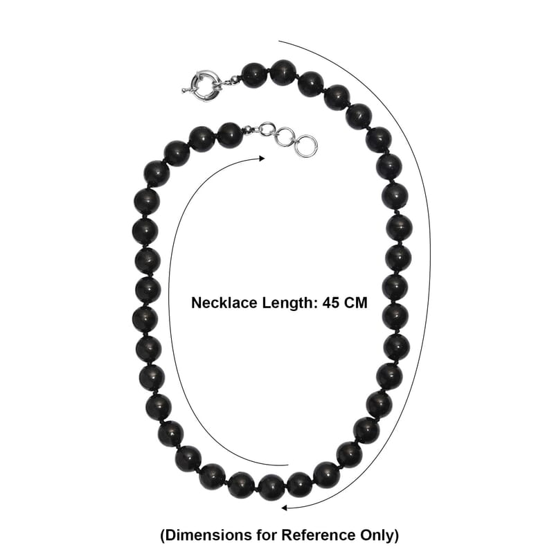 EverTrue Shungite 400.00 ctw Beaded Necklace in Platinum Bond (20 Inches)