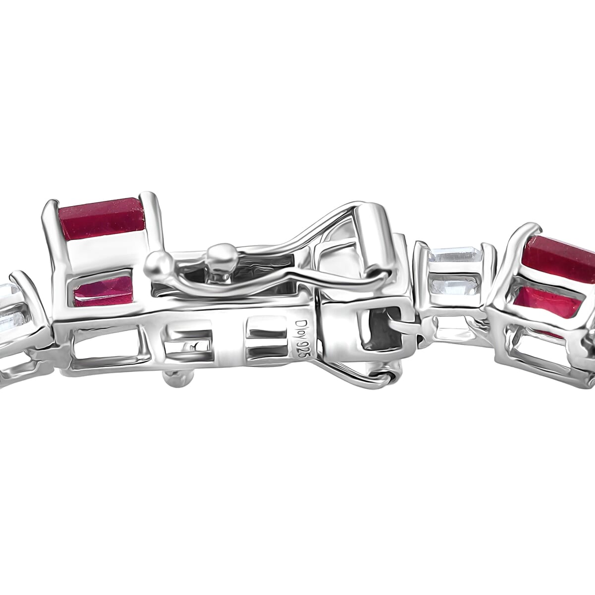 D'Joy Niassa Ruby (FF) and Moissanite 24.35 ctw Art Deco Bracelet in Rhodium Over Sterling Silver (6.50 In) image number 3