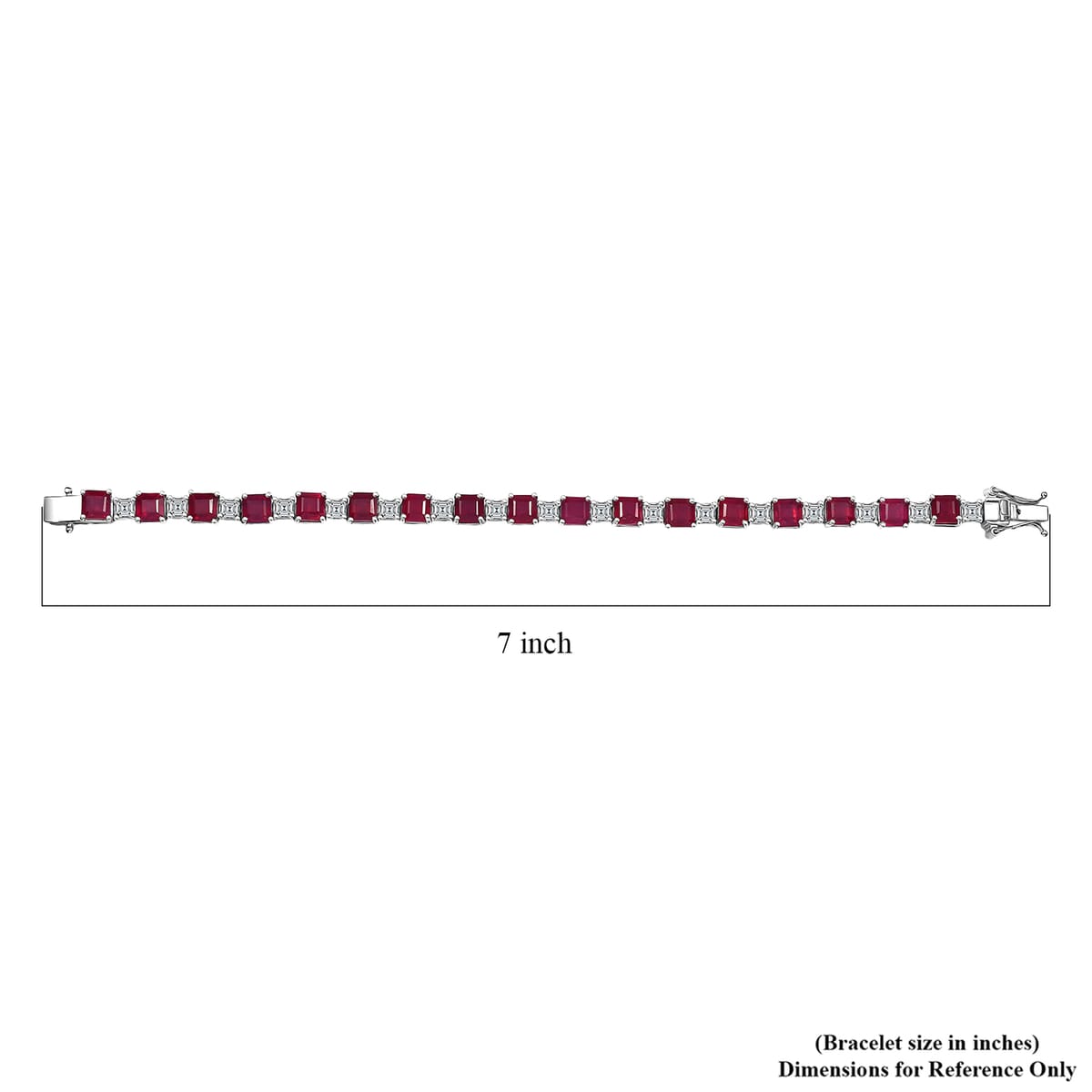 D'Joy Niassa Ruby (FF) and Moissanite 24.35 ctw Art Deco Bracelet in Rhodium Over Sterling Silver (6.50 In) image number 4