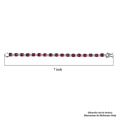 D'Joy Niassa Ruby (FF) and Moissanite 24.35 ctw Art Deco Bracelet in Rhodium Over Sterling Silver (6.50 In)