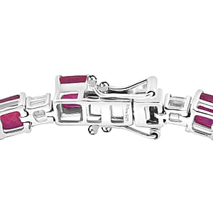D'Joy Niassa Ruby (FF) and Moissanite 30.10 ctw Art Deco Bracelet in Rhodium Over Sterling Silver (8.00 In)