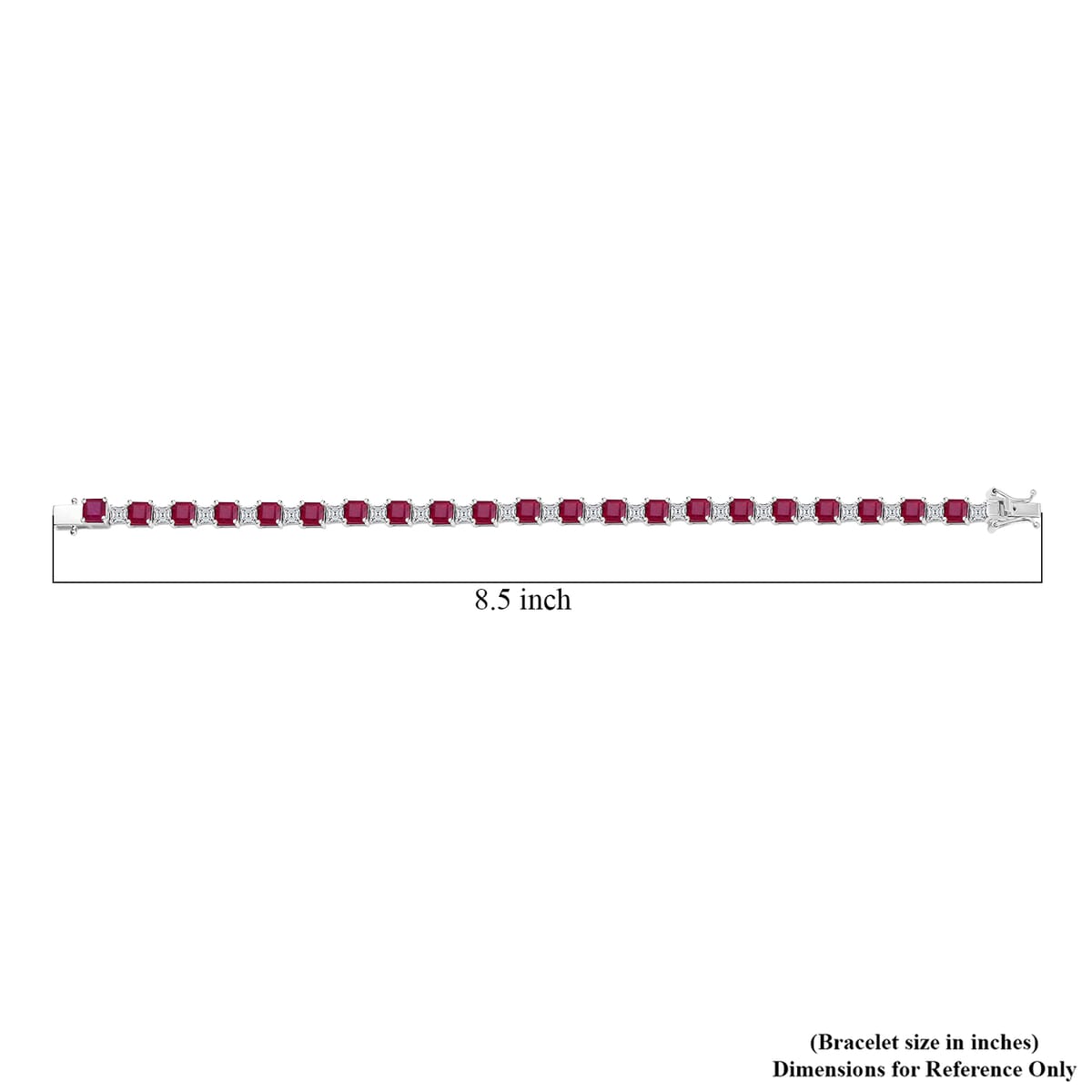 D'Joy Niassa Ruby (FF) and Moissanite 30.10 ctw Art Deco Bracelet in Rhodium Over Sterling Silver (8.00 In) image number 4