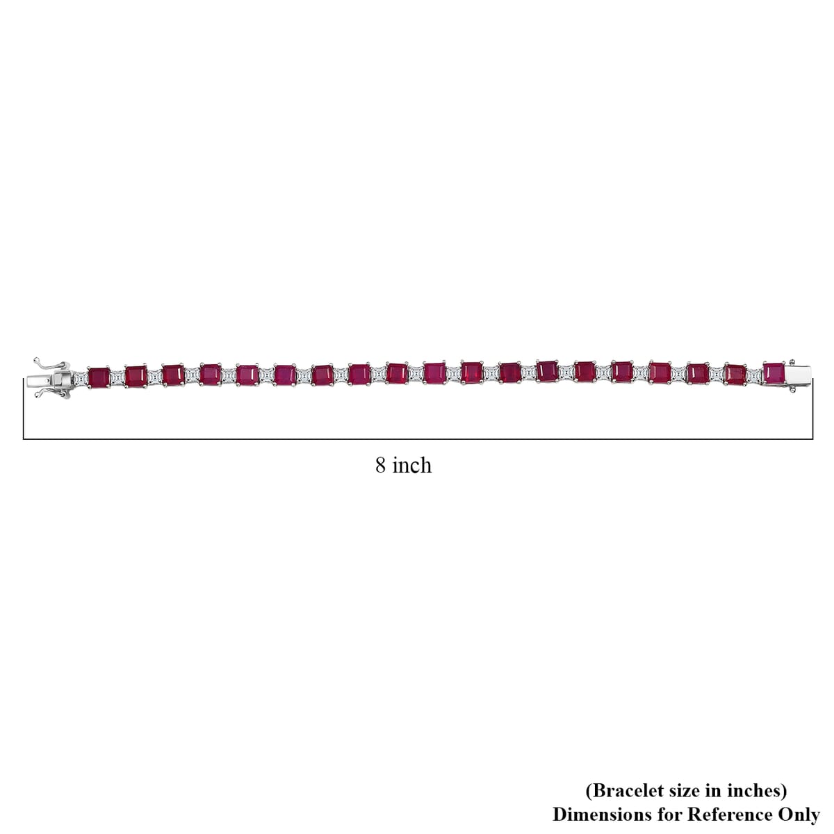 D'Joy Niassa Ruby (FF) and Moissanite 27.25 ctw Art Deco Bracelet in Rhodium Over Sterling Silver (7.25 In) image number 4