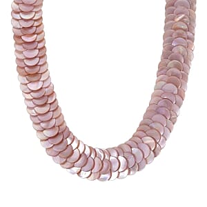Pink Mother of Pearl 380.00 ctw Necklace in Silvertone 20 Inches