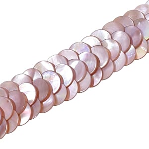 Pink Mother of Pearl 380.00 ctw Necklace in Silvertone 20 Inches