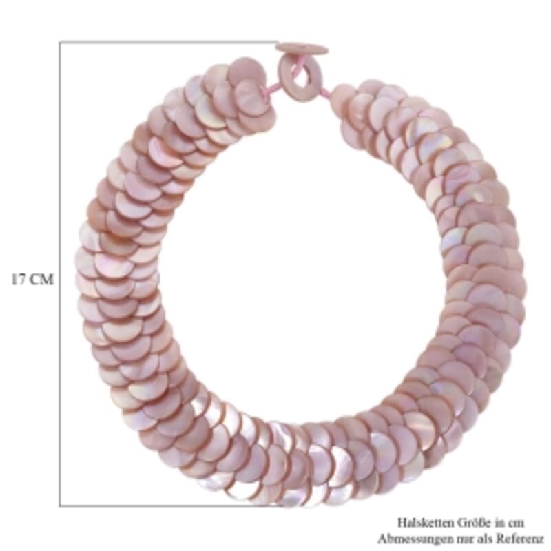 Pink Mother of Pearl 380.00 ctw Necklace in Silvertone 20 Inches