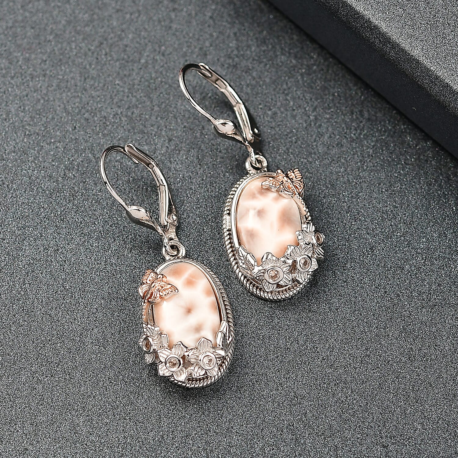 D’Joy Premium Natrolite and Natural Champagne Zircon 8.20 ctw Earrings in 18K Vermeil YG and Rhodium Over Sterling Silver