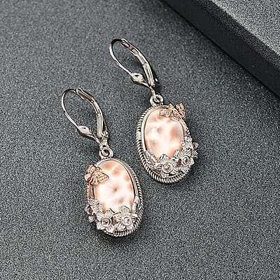 D’Joy Premium Natrolite and Natural Champagne Zircon 8.20 ctw Earrings in 18K Vermeil YG and Rhodium Over Sterling Silver