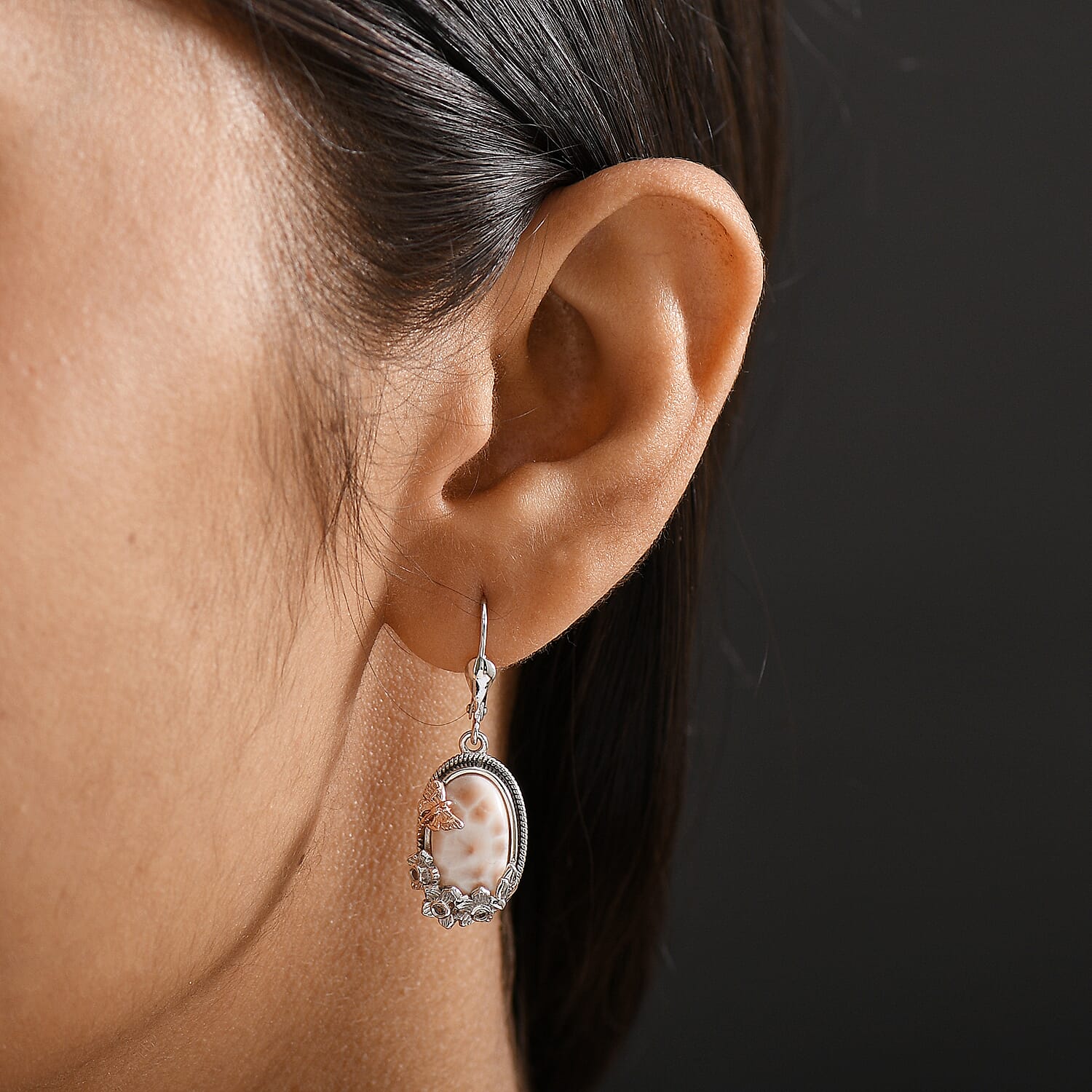 D’Joy Premium Natrolite and Natural Champagne Zircon 8.20 ctw Earrings in 18K Vermeil YG and Rhodium Over Sterling Silver