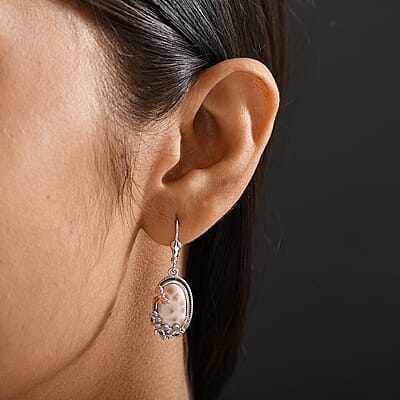 D’Joy Premium Natrolite and Natural Champagne Zircon 8.20 ctw Earrings in 18K Vermeil YG and Rhodium Over Sterling Silver