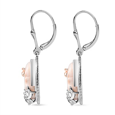 D’Joy Premium Natrolite and Natural Champagne Zircon 8.20 ctw Earrings in 18K Vermeil YG and Rhodium Over Sterling Silver