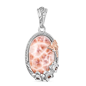 D'Joy Natrolite and Champagne Zircon 6.70 ctw Pendant without Chain in 18K Vermeil RG and Rhodium Over Sterling Silver