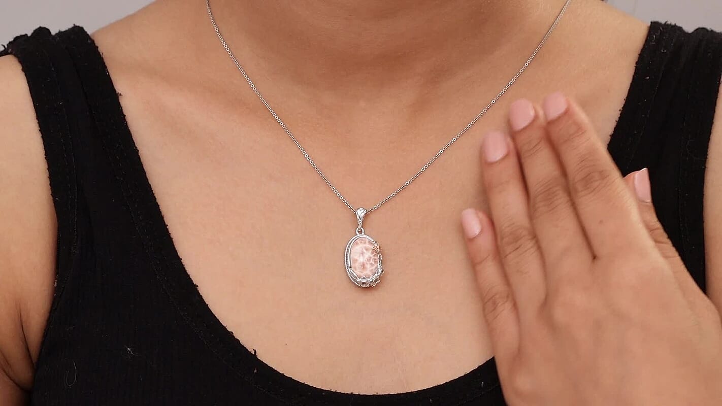 D'Joy Natrolite and Champagne Zircon 6.70 ctw Pendant without Chain in 18K Vermeil RG and Rhodium Over Sterling Silver