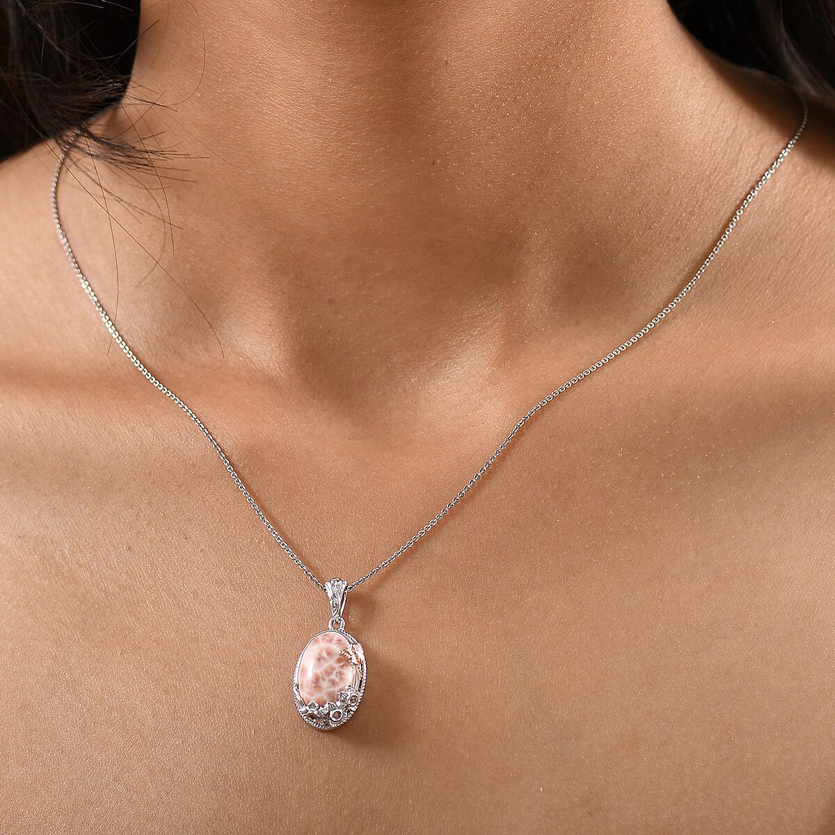 D'Joy Natrolite and Champagne Zircon 6.70 ctw Pendant without Chain in 18K Vermeil RG and Rhodium Over Sterling Silver image number 2