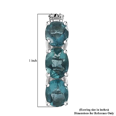 D'Joy Dean Teal Fluorite (IR) 9.00 ctw Hoop Earrings in Platinum Over Sterling Silver