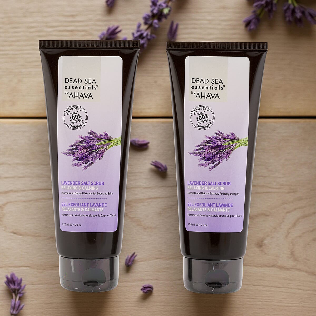 Dead Sea Essentials by AHAVA Set of 2 Salt Scrubs (2x 7.5oz) Lavender image number 1