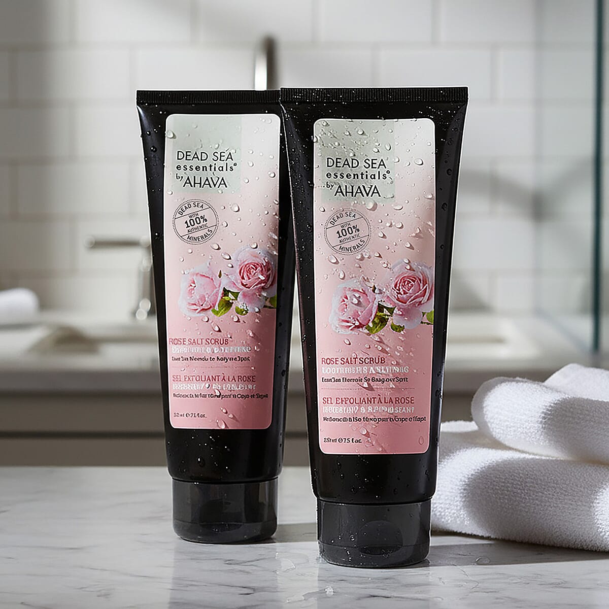 Dead Sea Essentials by AHAVA Set of 2 Salt Scrubs (2x 7.5oz) Rose image number 1