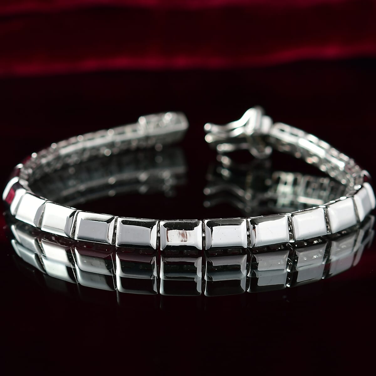D'Joy Rhodium Over Sterling Silver Bar Link Bracelet (6.50 In) (13.35 g) image number 1