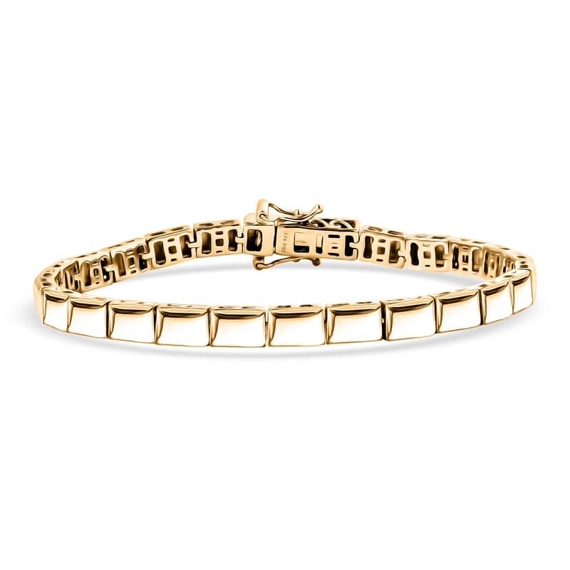 D'Joy 18K Vermeil YG Over Sterling Silver Bar Link Bracelet (7.25 In) 14.20 Grams