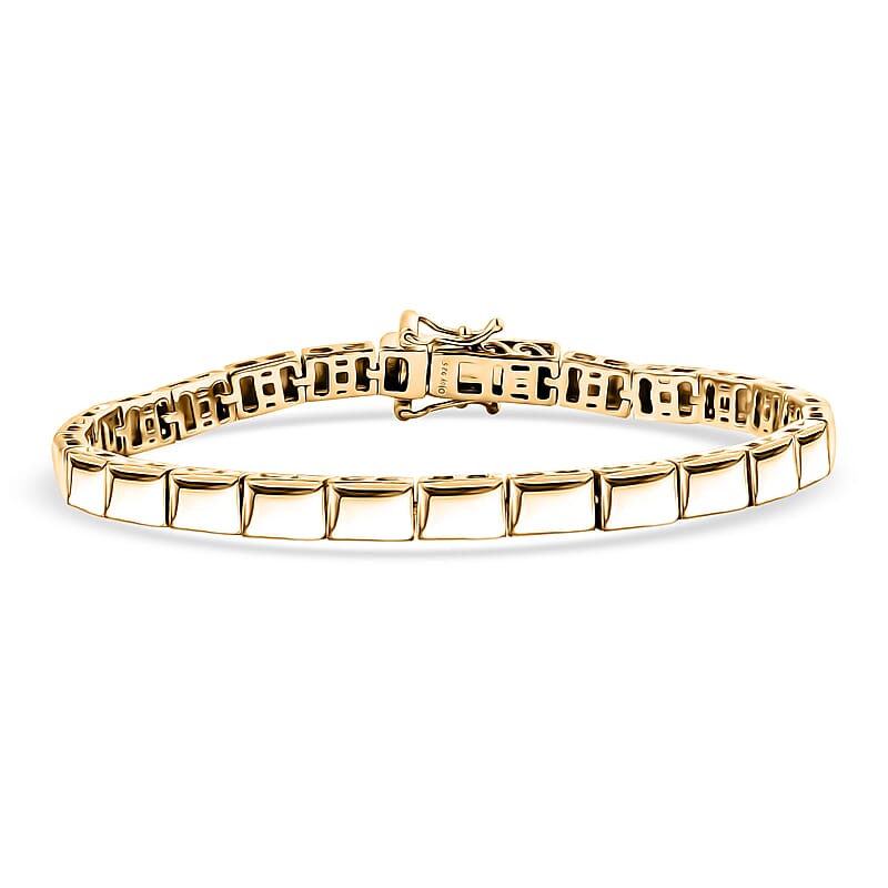 D'Joy 18K Vermeil YG Over Sterling Silver Bar Link Bracelet (7.25 In) 14.20 Grams