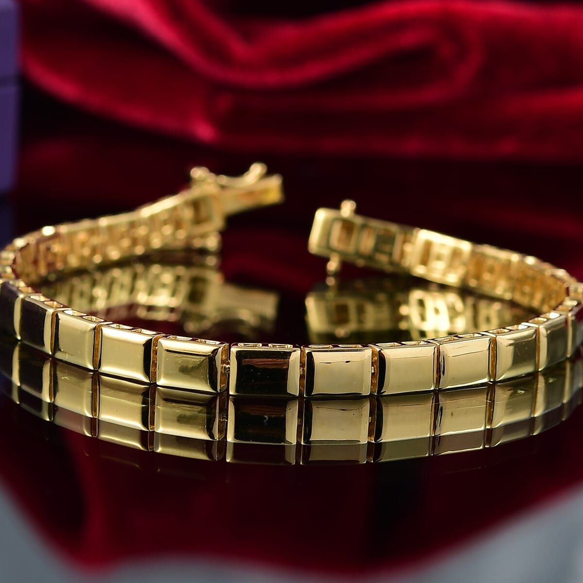 D’Joy 18K Vermeil YG Over Sterling Silver Bar Link Bracelet (7.25 In) 14.20 Grams image number 1