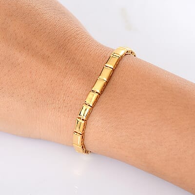 D'Joy 18K Vermeil YG Over Sterling Silver Bar Link Bracelet (7.25 In) 14.20 Grams