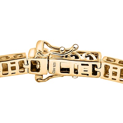 D'Joy 18K Vermeil YG Over Sterling Silver Bar Link Bracelet (7.25 In) 14.20 Grams