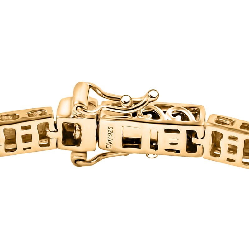 D'Joy 18K Vermeil YG Over Sterling Silver Bar Link Bracelet (7.25 In) 14.20 Grams