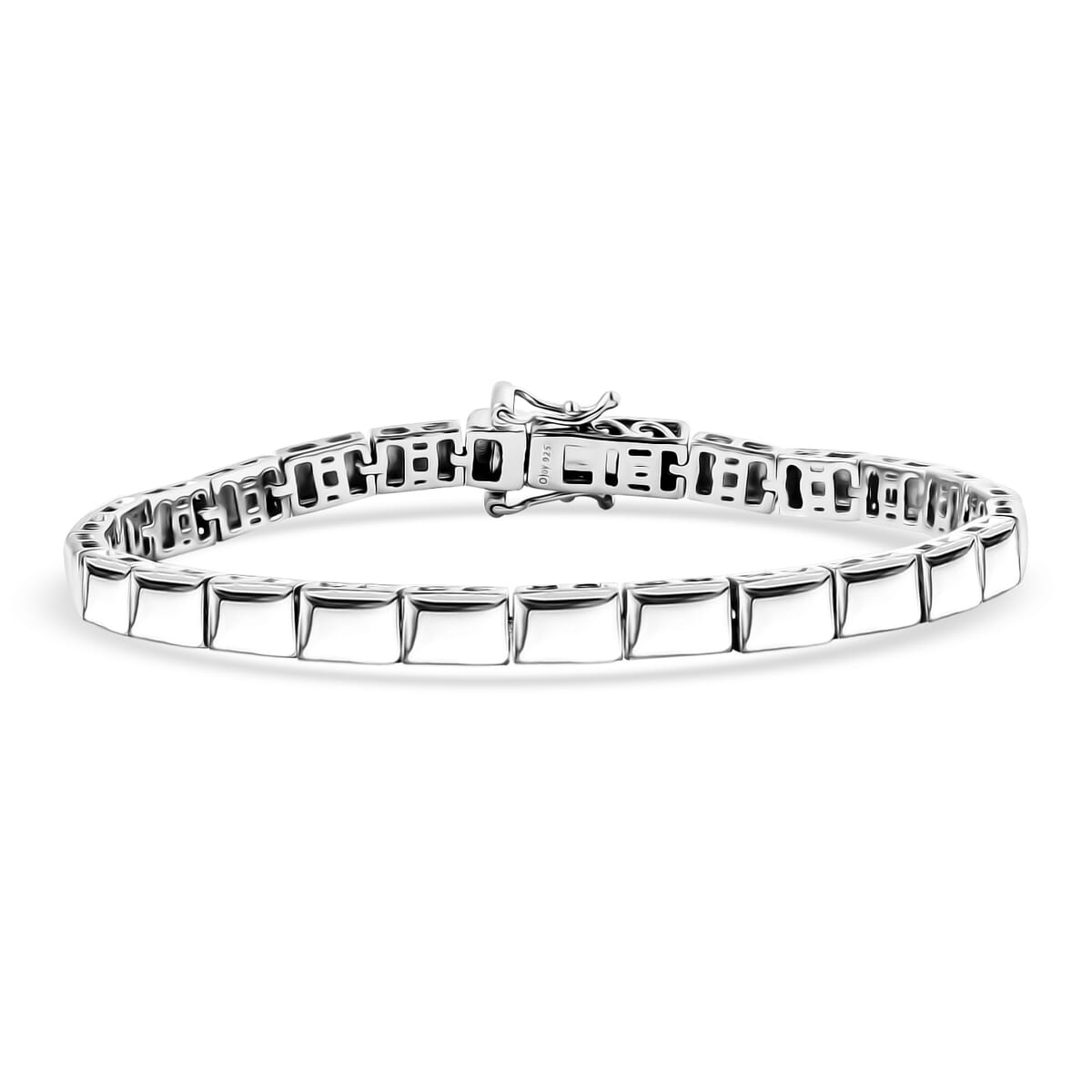 D’Joy Rhodium Over Sterling Silver Bar Link Bracelet (7.25 In) 14.20 Grams image number 0