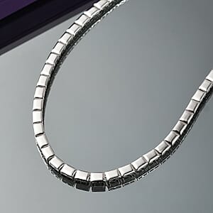 D'Joy in Rhodium Over Sterling Silver Bar Link Necklace 18 Inches 28.90 Grams