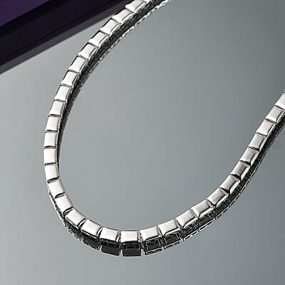 D'Joy Rhodium Over Sterling Silver Bar Link Necklace 18 Inches 28.90 Grams